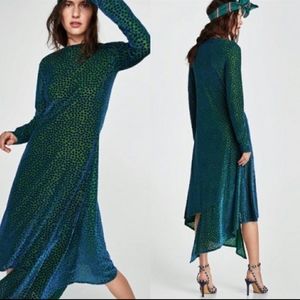 Zara Asymmetrical Hem Velvet Dress S